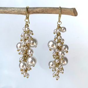 NEW~ Anthropologie Pearl Cluster Drop Earrings
